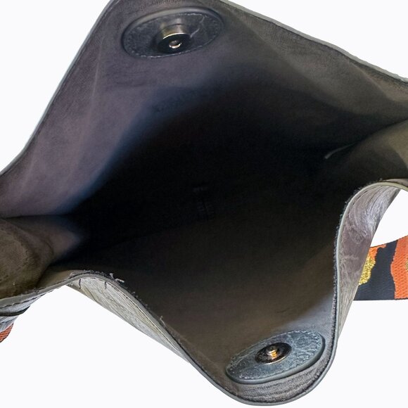 Ahdorned NY Vegan Leather Messenger Bag Charcoal Gray 2 Crossbody Straps Y2K 90s - Picture 11 of 11